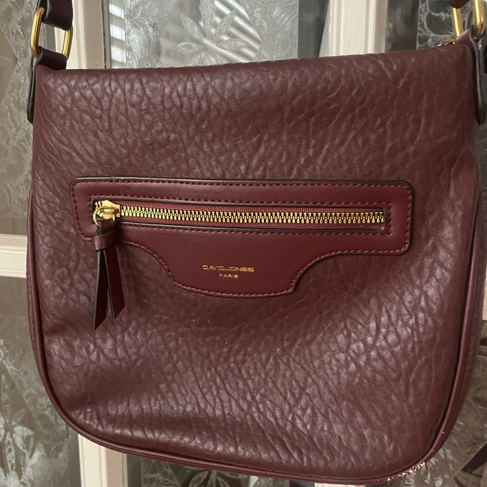 David Jones Burgundy Leather Crossbody Bag | Timeless Designer